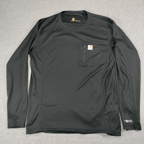 Carhartt Shirt Mens Large Relaxed Fit Force Midweight Base Layer Tech Crew Black - Picture 1 of 12